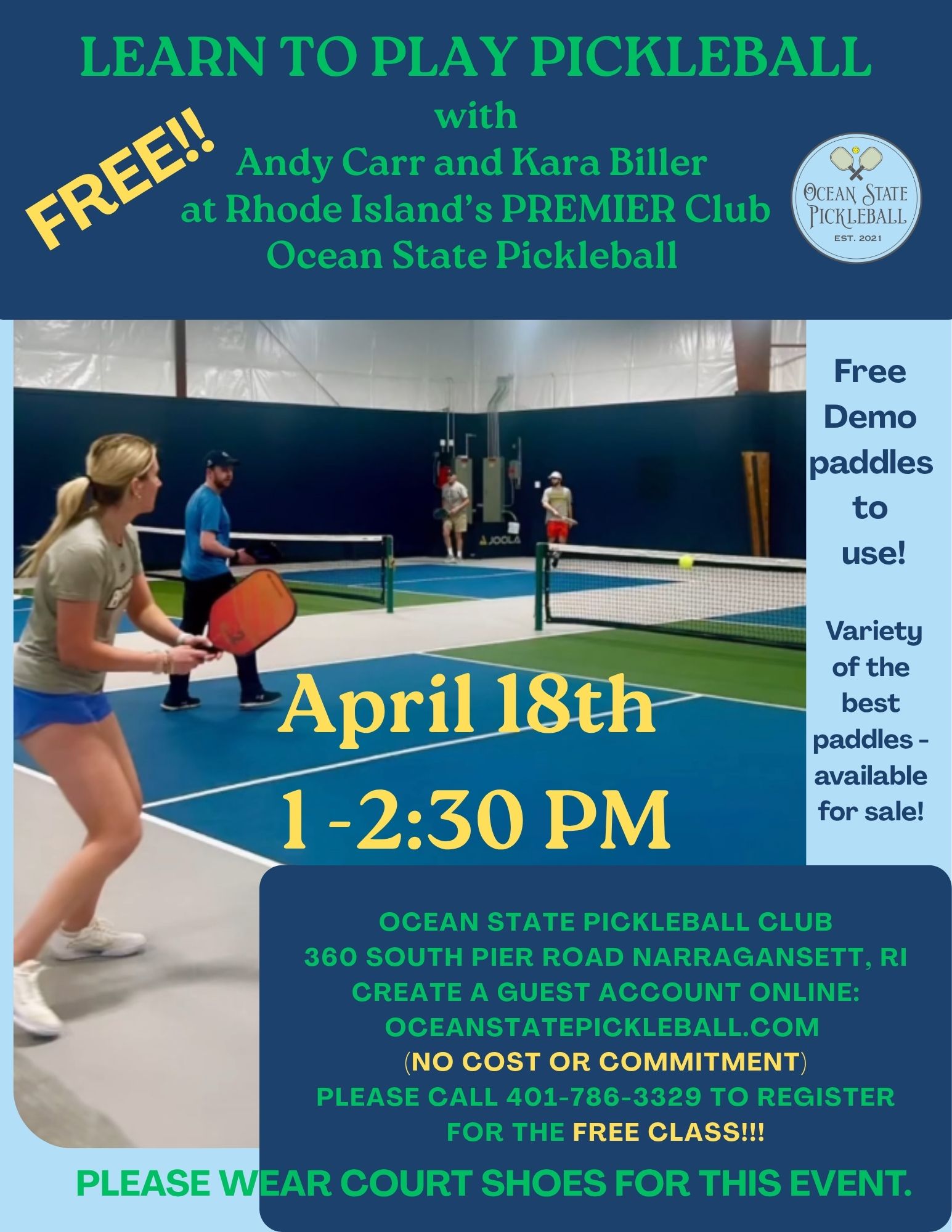 April Free Pickleball Clinic - Ocean State Pickleball