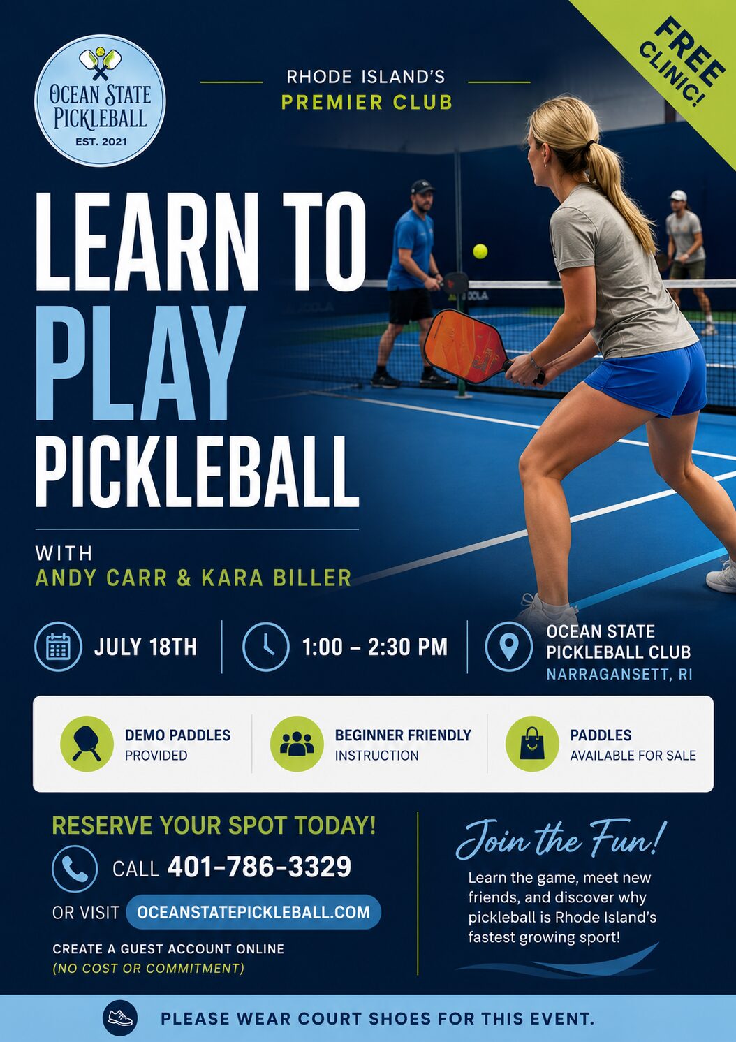 Learn To Play Pickleball – FREE CLINIC – 07/18/26