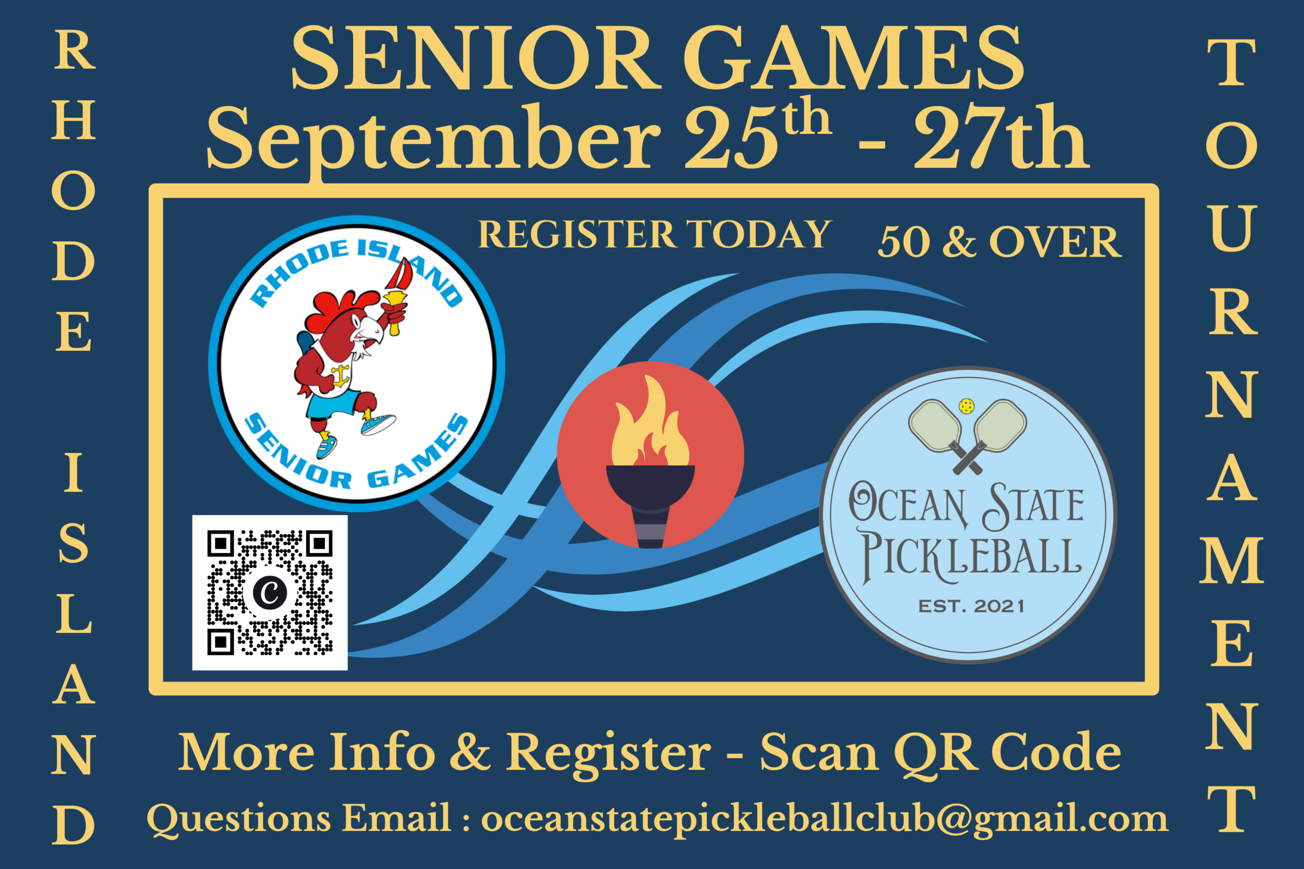 RI Senior Games September 25-27 2026 at Ocean State Pickleball Club